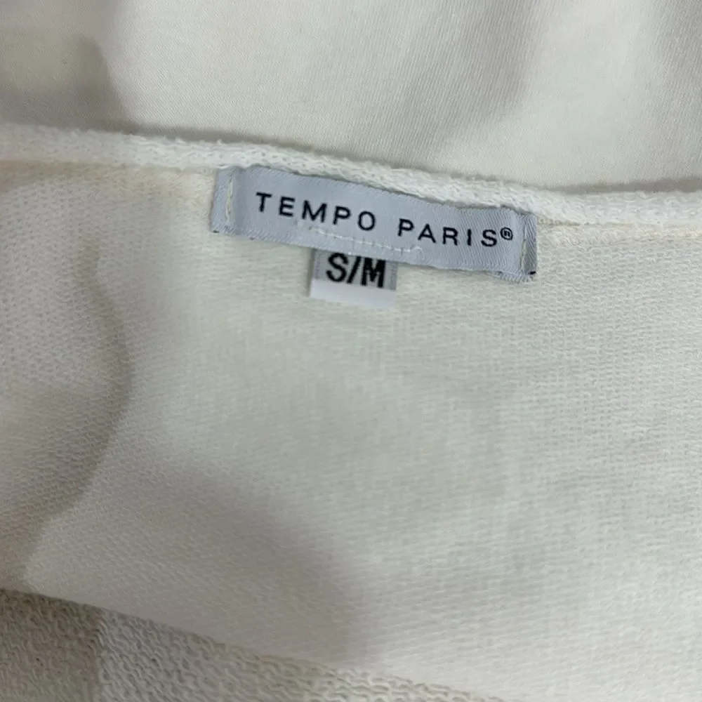 Tempo Paris Off White Cotton Blend Relaxed Fit Top Size S/M